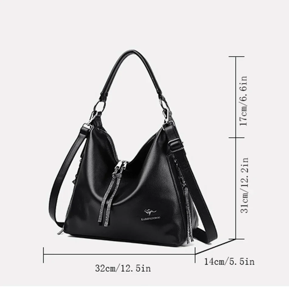 2024 Women High Quality Leather Shoulder Bag Top-handle Bags Casual Large Capacity Messenger Bags Luxury Designe Ladies Handbags