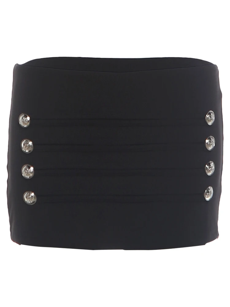 Sisterlinda Chic Trend Rock für Damen, Sexy mit Knopfleiste, Patchwork-Design, Modisch, Vielseitig, Nachtclub-Outfit, Einfache Alltagskleidung – Detail 3