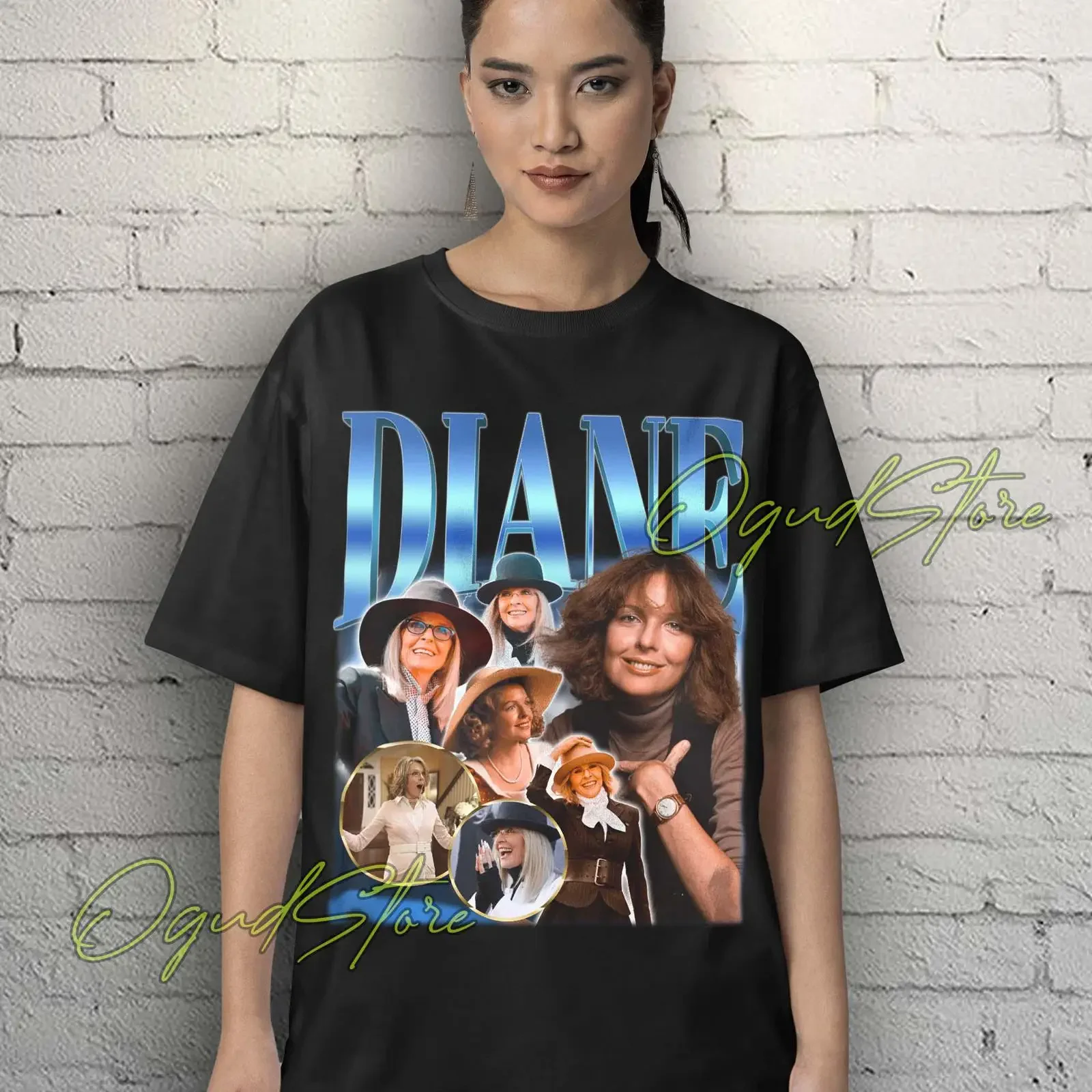 Vintage Diane Keaton T Shirt Retro Movies Tribute Casual Fan Top vintage Washed Versatile homme Comfortable