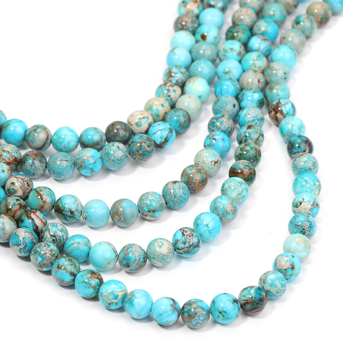 8 مللي متر بحيرة الطبيعية الأزرق الإمبراطوري جاسبر الخرز الرواسب جاسبرز الفيروز الخرز لصنع المجوهرات DIY بها بنفسك الخصر ملحقات السلسلة #4
