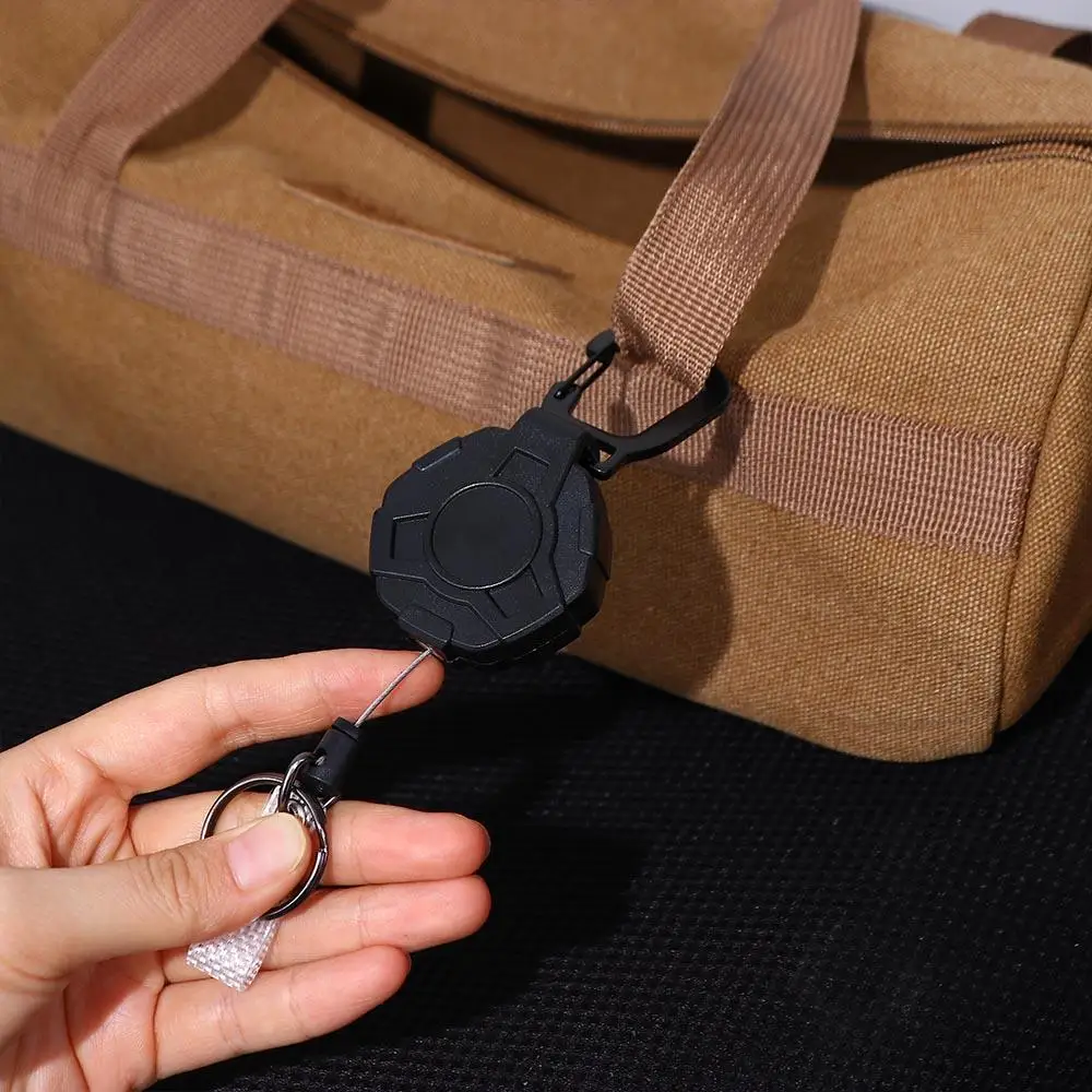 

Elastic Metal Badge Holder Anti-theft ID Lanyard Keychain ID Card Holder Retractable Key Ring Easy-to-pull Buckle Badge Reel