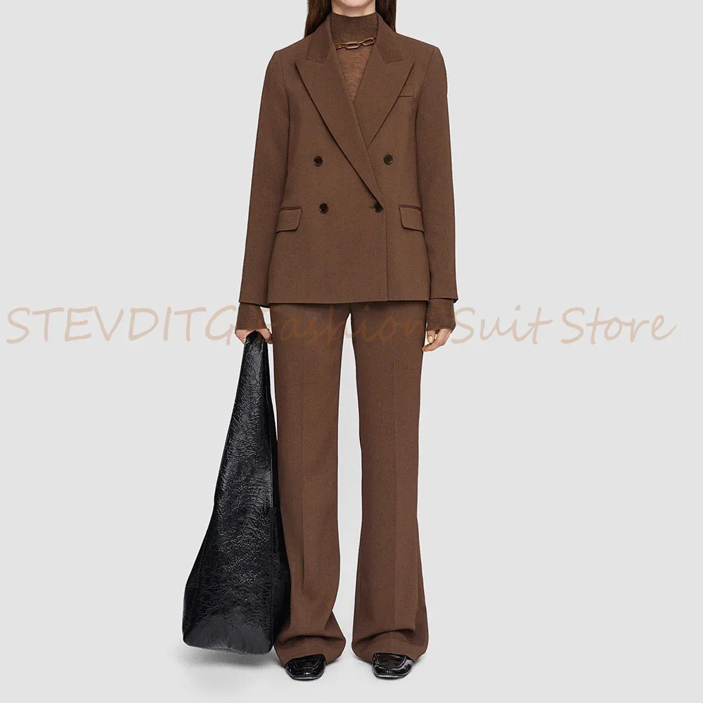 

Classic Women's Two Pieces Suit Set Double Breasted Peak Lapel Jacket Pants Sets Office Banquet Business Comfort Female Clothing