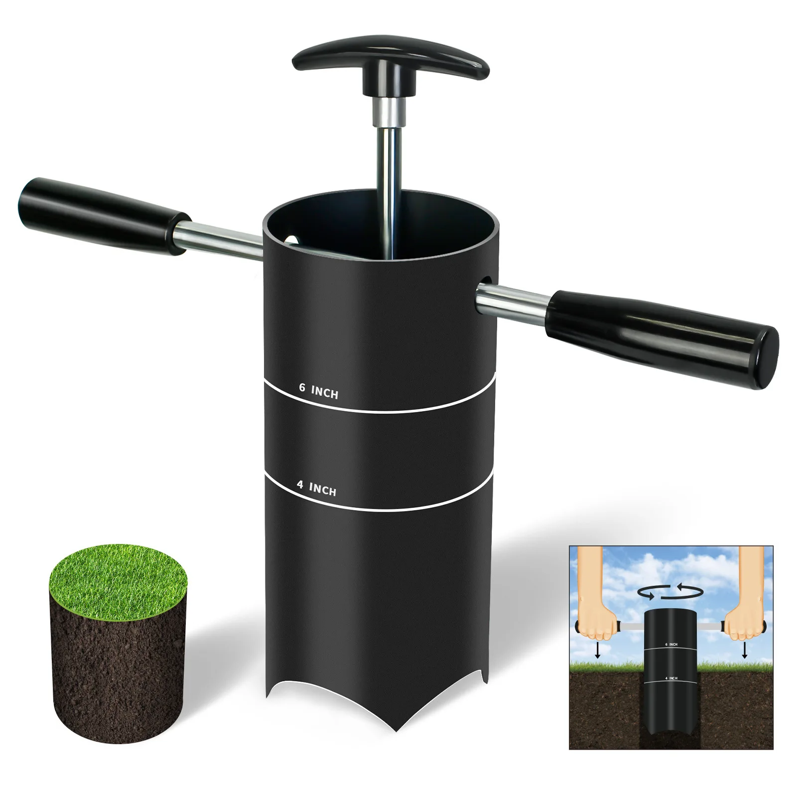Portable Golf Hole Cup Digger Cutter Removable Handle, Golf Hole Punch