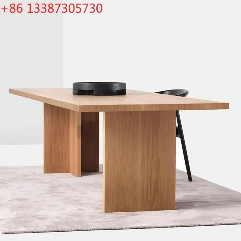 Nordic solid wood dining table wabi wind log desk rectangular household negotiation table