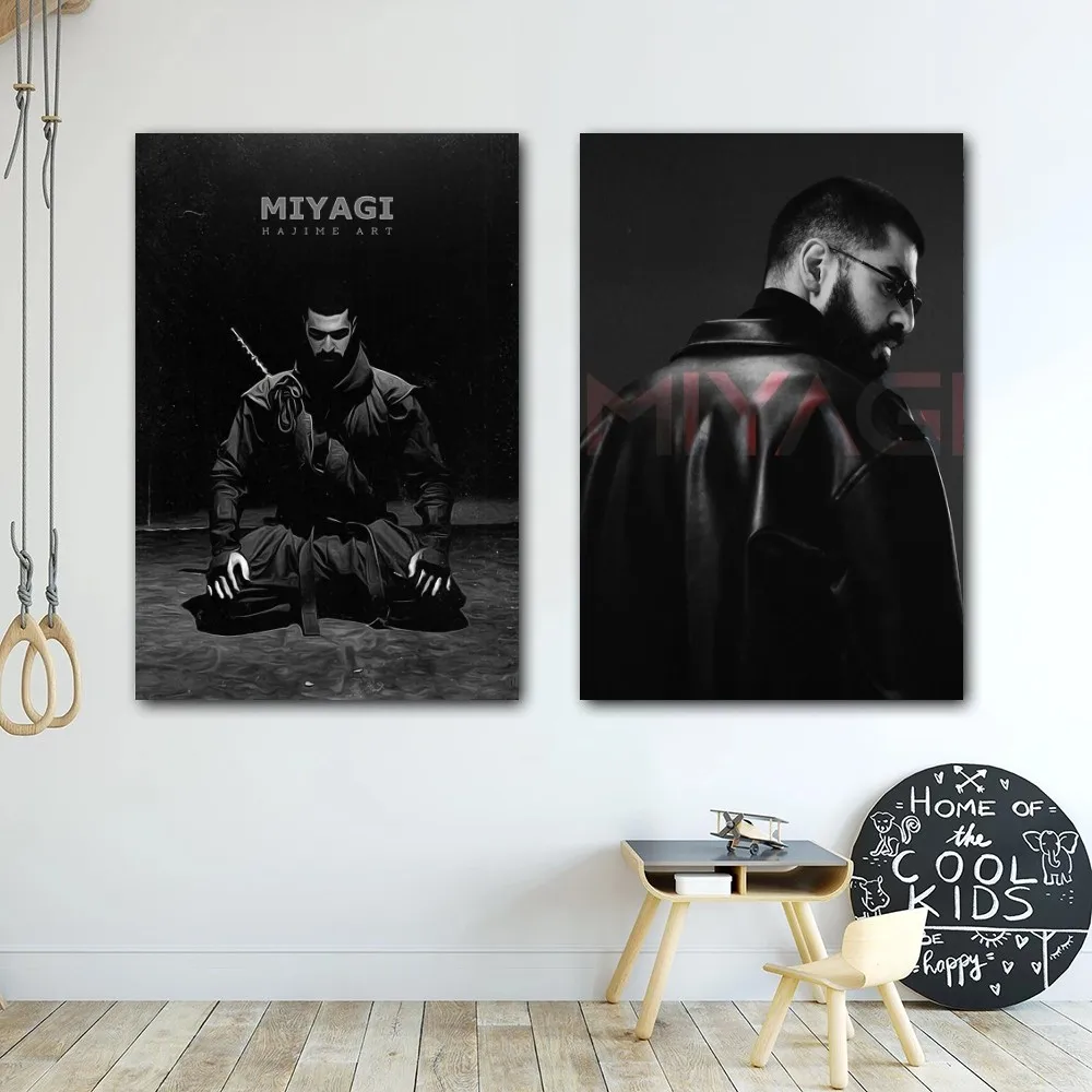 1PC Russian Rapper Miyagi Retro Print Poster Paper Waterproof HD Sticker Bedroom Entrance Home Living Room Bar Wall Decoration