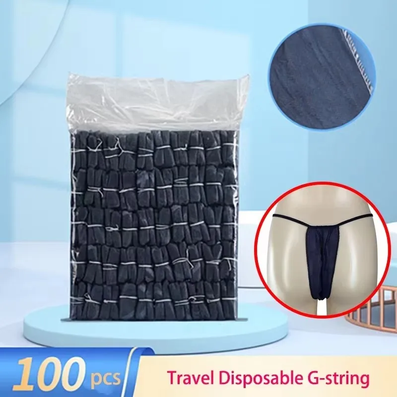 100Pcs Blue/Black Travel Disposable G-string Panties Underwear T-back Saloon Spa Underwear Drop Shipping Women Underwear