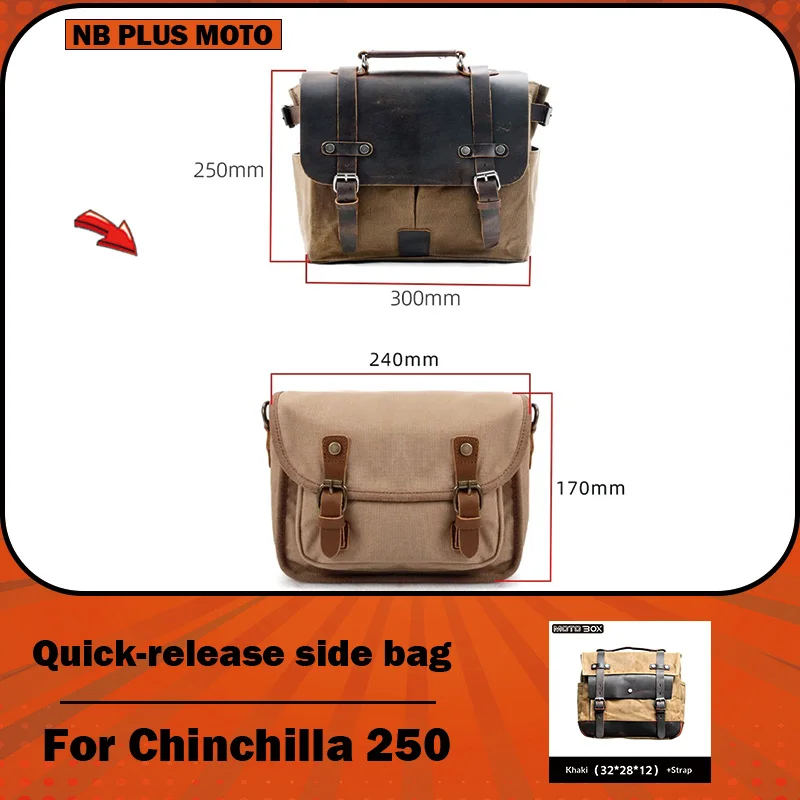 【Premium】For Benda Chinchilla 250 Modified Vintage Canvas Side Bag, Tool Bag, Tactical Mounting Plate, Quick-Release Bracket