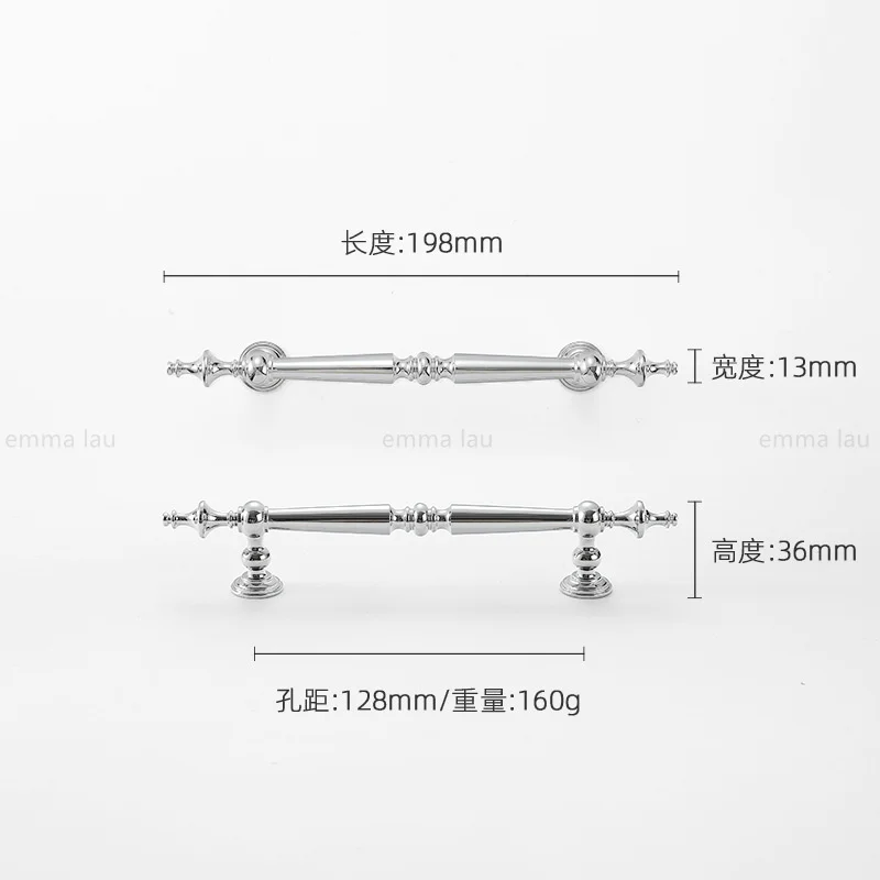 French Brass Furniture Pull Handles Long Bar Silver Beads Cabinet Handles Door Drawer Knob Kitchen Wardrobe Cupboard Pulls Decor