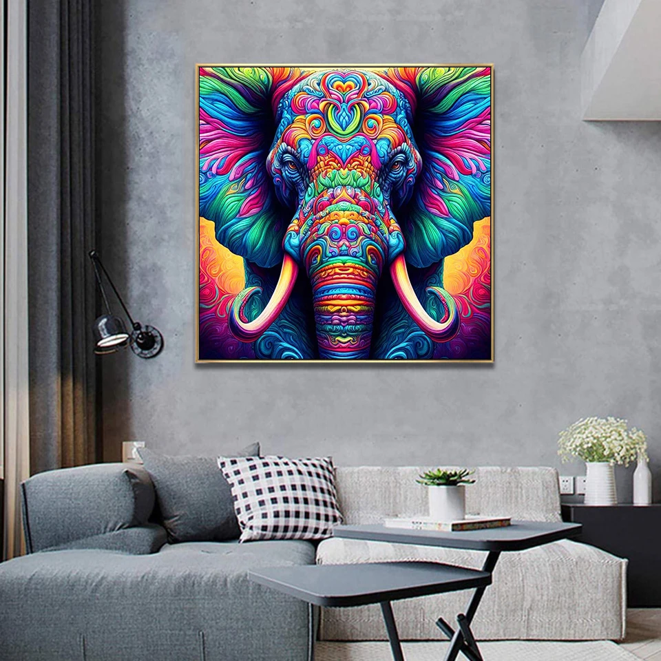 MomoArt New arrival Diamond Embroidery Elephant DIY Mosaic Animal Picture Rhinestones Beaded Painting Handicraft