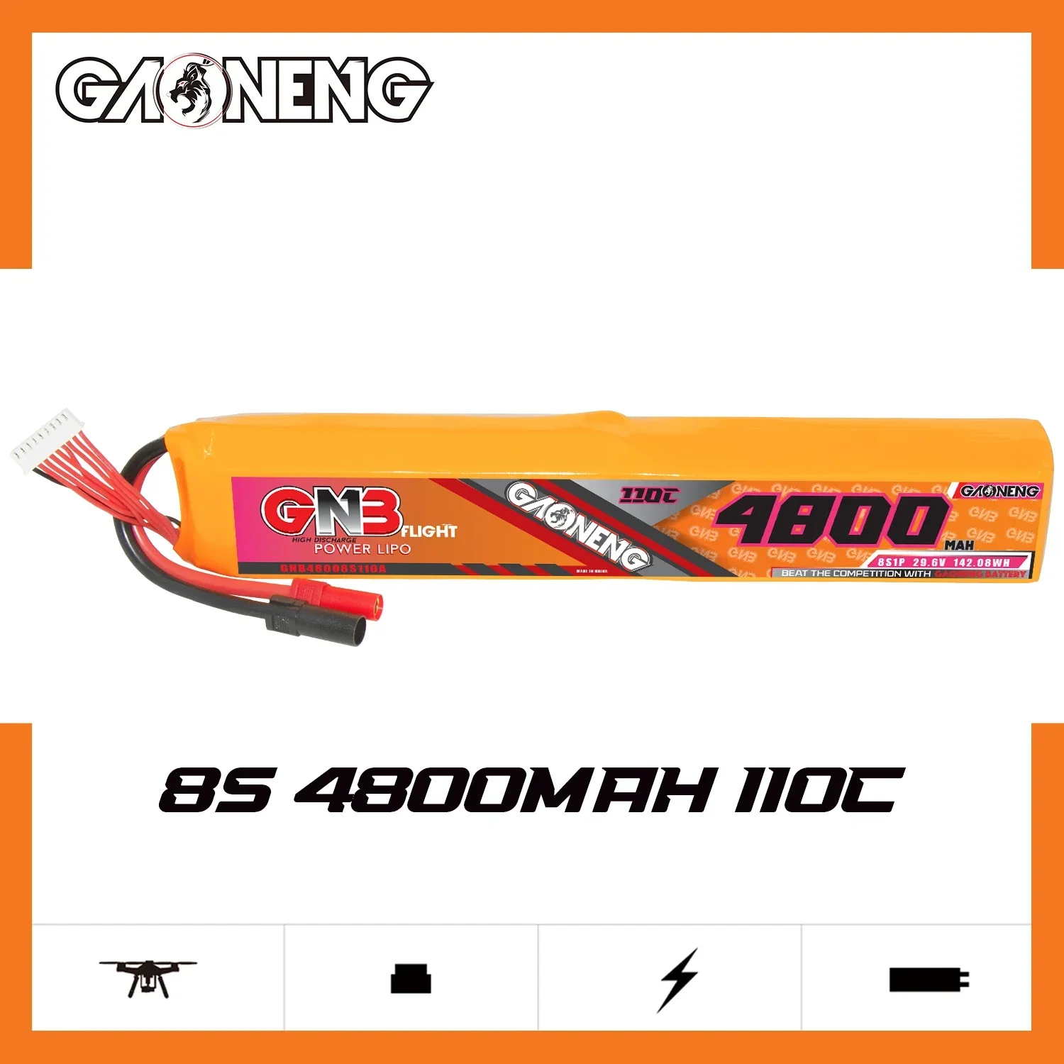 GAONENG GNB 4800mAh 8S 110C 220C 29.6V XT150 LiPo Battery 600 to 700 Class Electric Helicopter RC Airplane