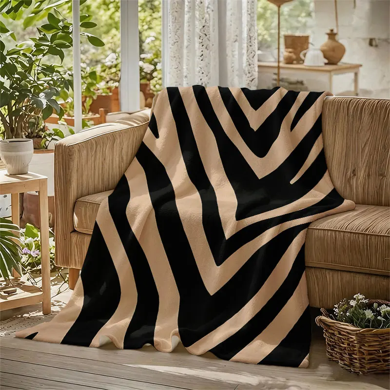 Zebra Skin Print Flannel Blanket Warm Soft Halloween Christmas Decorative Couch Warm Cozy All-Season Gift