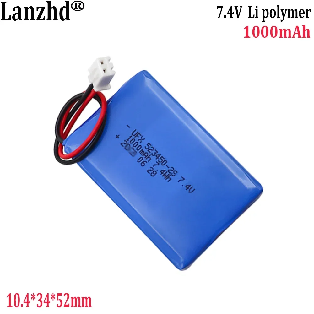 7.4v polymer lithium battery 1000mAh For digital camera metal detector Beauty instrument GPS locator KC certified