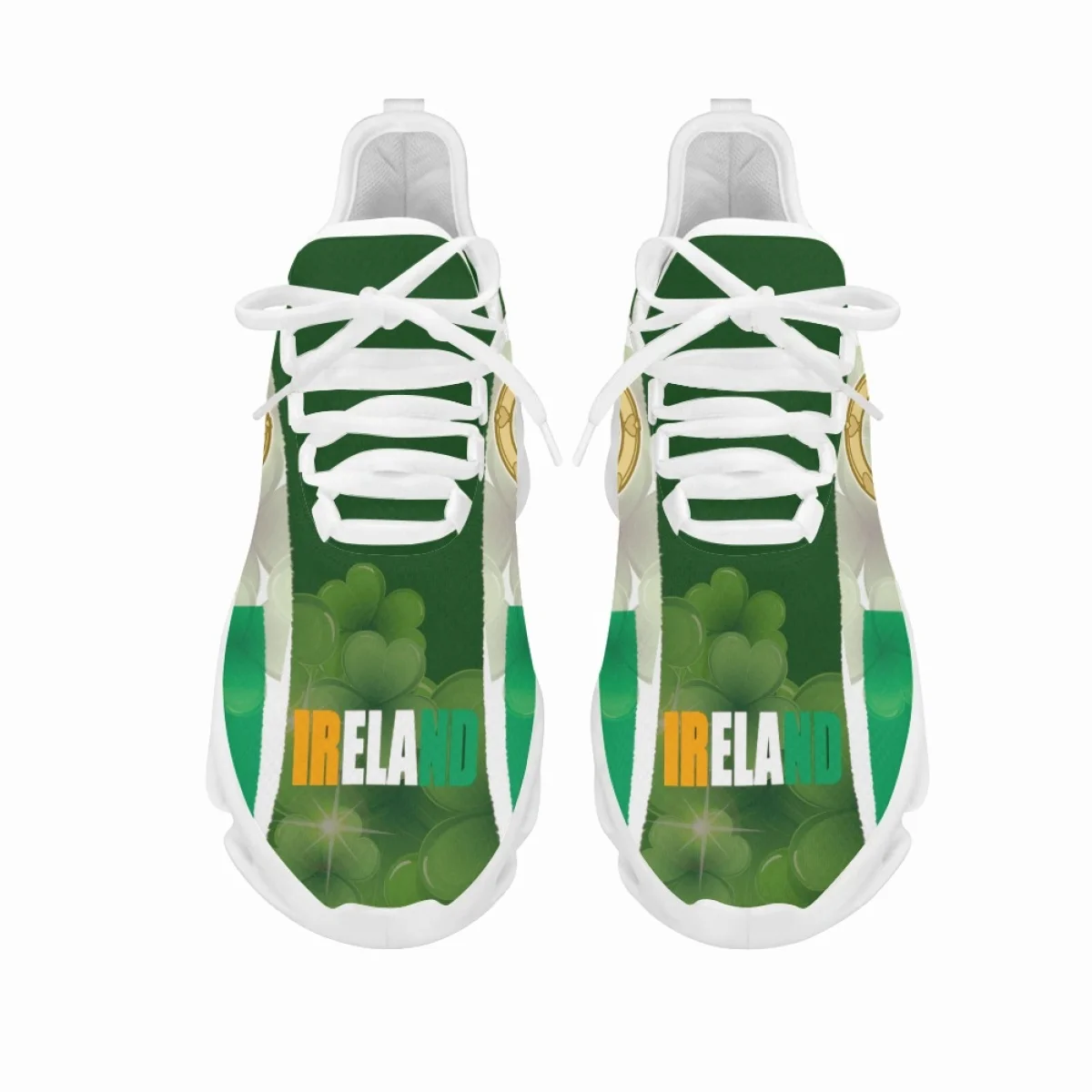 Ireland Flag Patriotic Pride Platform Lace-Up Shoes 3D Trefoil Print Ladies Sneakers Stylish Comfort Vulcanized Shoes Footwear