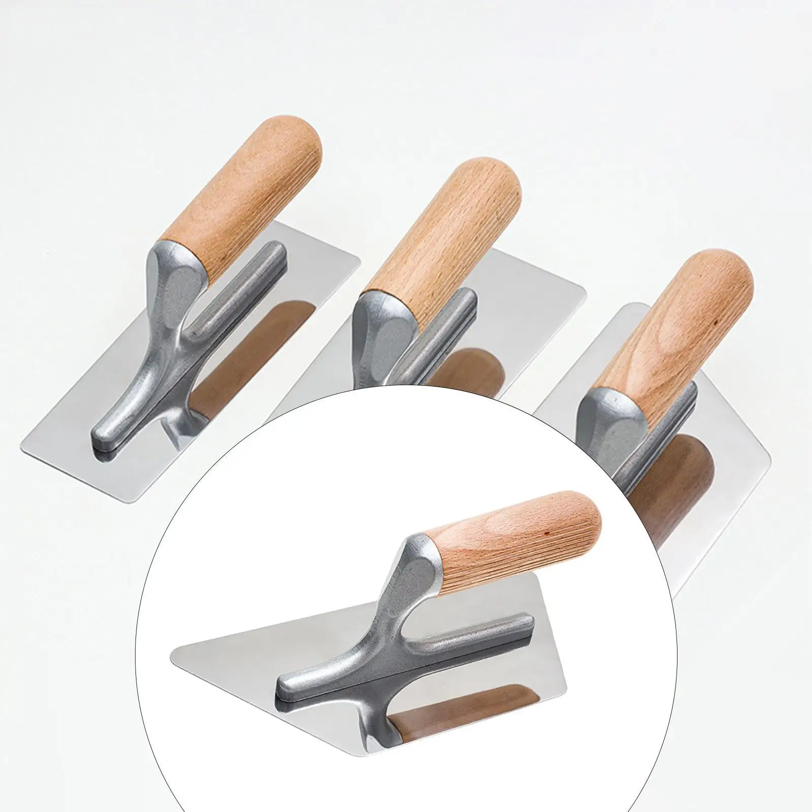 مجرفة التجصيص مقبض خشبي من الفولاذ المقاوم للصدأ مجرفة التشطيب مجرفة خرسانية لأرضية الجدار الجص تجصيص الأسمنت الخرساني