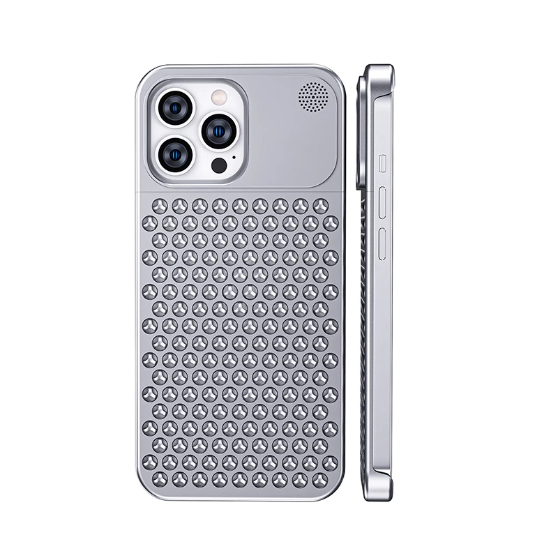 

Metal Heat Dissipation Phone Case For iPhone 12 13 15 14 Pro Max Plus Fragrance Rimless Hollow Aluminum Cooling Shockproof Cover