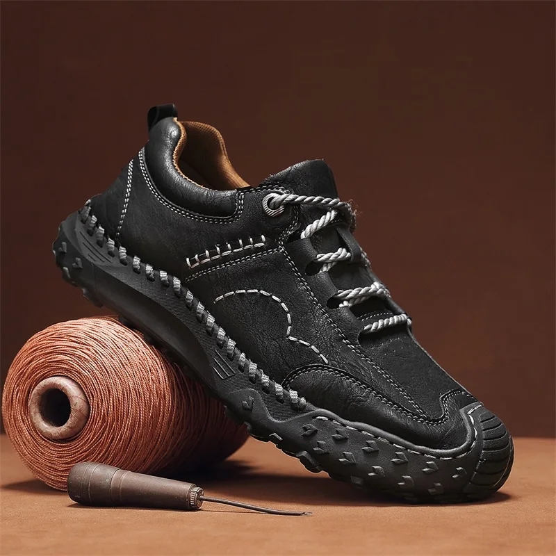 

Мужская повседневная кожаная обувь для активного отдыха, мужские кроссовки в стиле ретро, нескользящая повседневная обувь для пустыни, походная обувь, трекинговые кроссовки