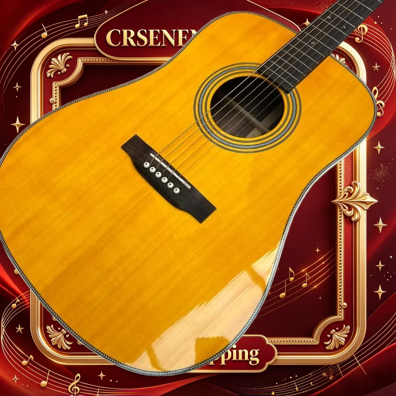 Free Shipping HD28 Acoustic Guitar Natural Yellow Finish Rosewood Neck Wood Guitar 6 String Folk Guitar Gift New Learner Daily