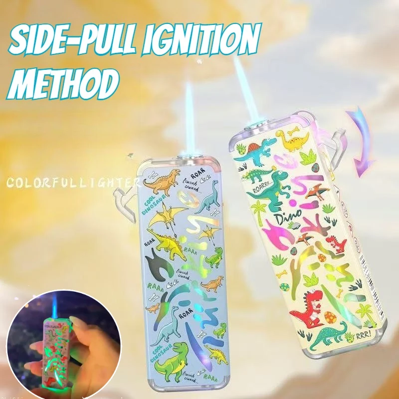 2026 New Metal Windproof Lighter - Side-Pull Ignition  Flash Light Blue Jet Flame Stylish Creative Gift for Boyfriend