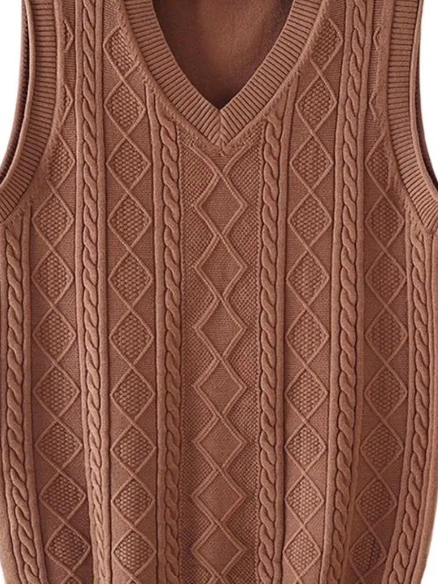 

Высококачественный мужской свободный вязаный свитер, жилет, модный молодежный осенне-зимний новый повседневный удобный топ с v-образным вырезом