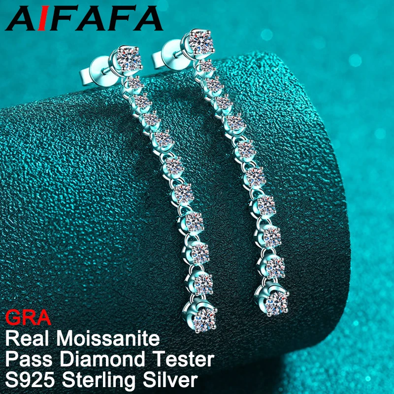 

AIFAFA 18K Plating 1.18 Carat Real Full Moissanite Drop Earrings Tassels Ear Stud S925 Solid Silver Jewelry Pass Diamond Test