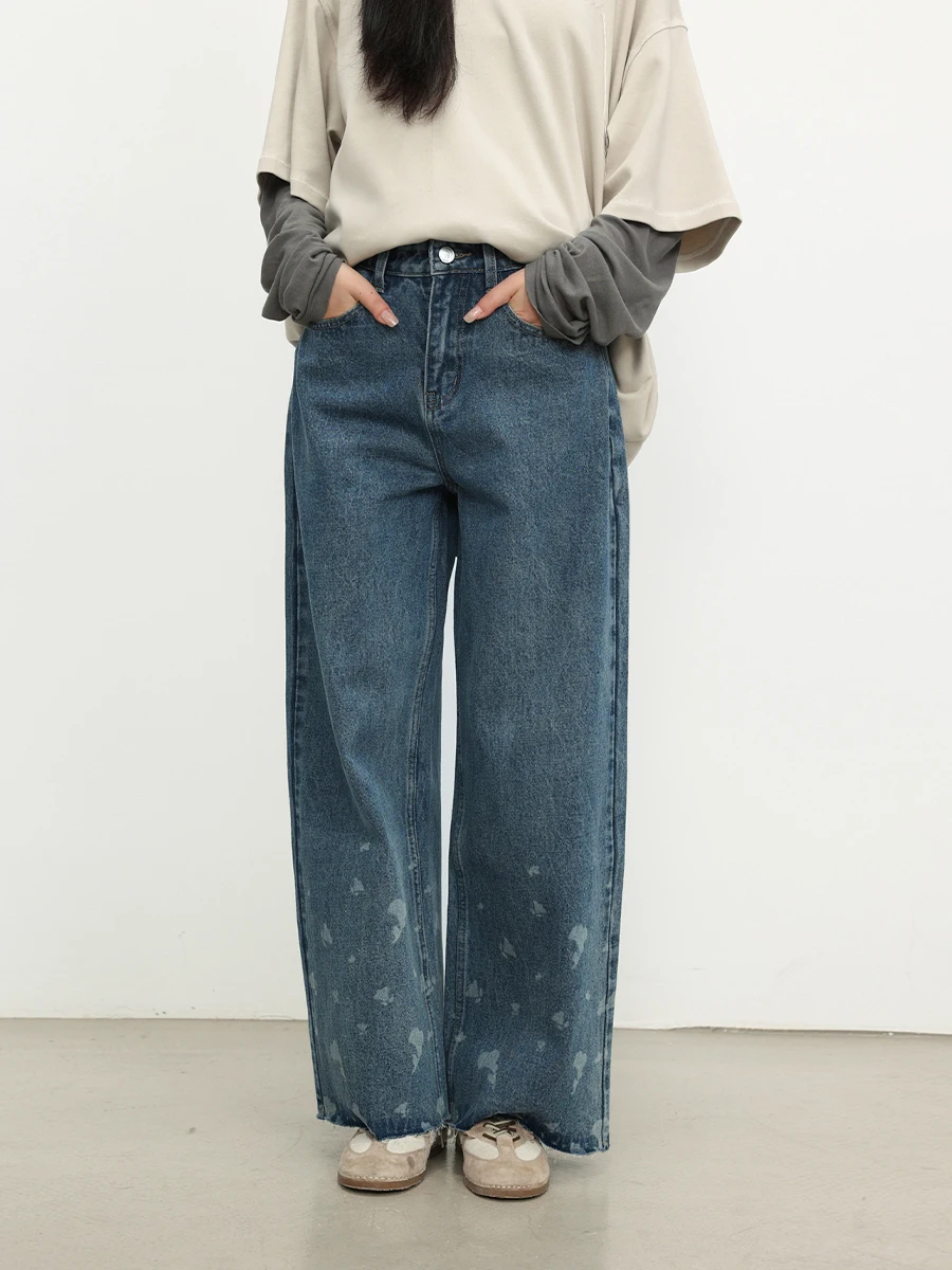 

Loose Wide Leg Jeans Brand Foot Lily Casual Sle l Waist Micro Stretch Comfortable Fit Ladies Jeans