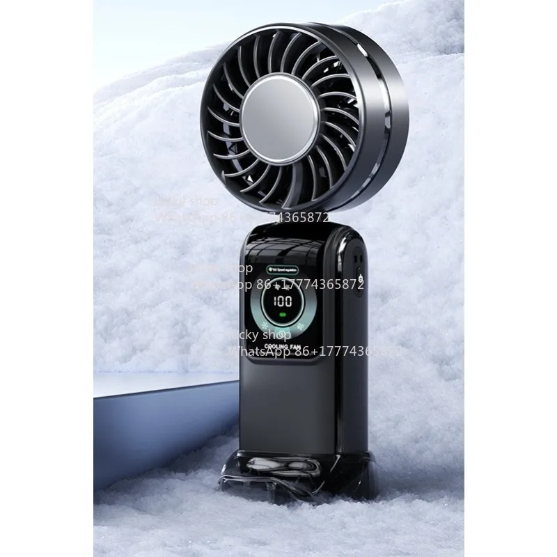 

New Mini Neck Digital Display Folding Refrigeration Ice Compress Turbine High-speed Handheld Small Fan