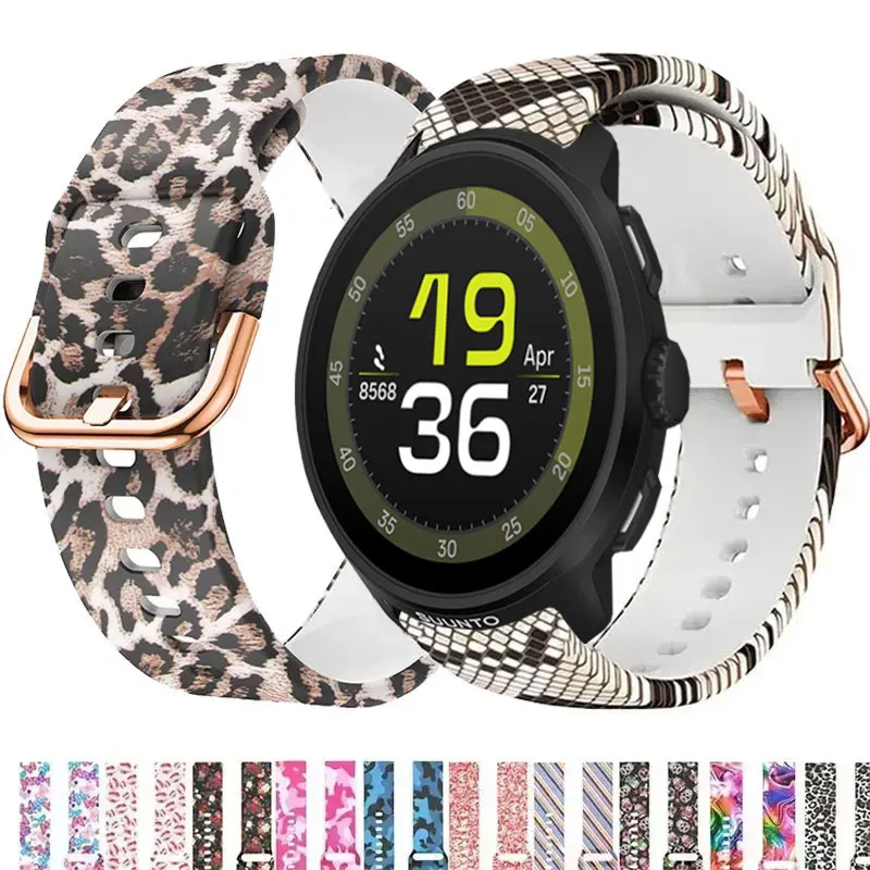 20/22mm Leopard Strap For SUUNTO Run/RACE/Race S Bracelet For SUUNTO VERTICAL/Ocean/5 9 PEAK/3 Fitness Print Silicone Wristband