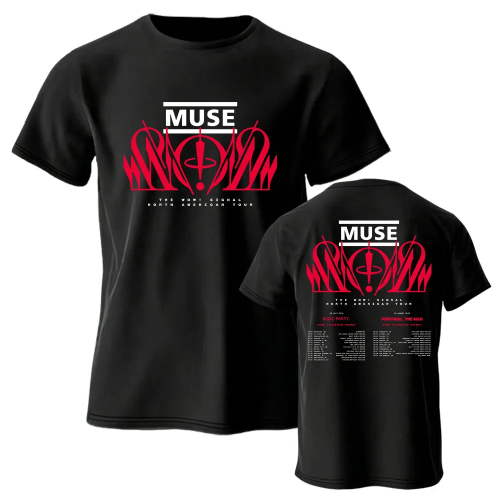 MUSE North American Tour T-shirt The Wow! Signal Album Design Tshirts Cotton Short Sleeve Summer Male Tees Unisex Streetwear Top
