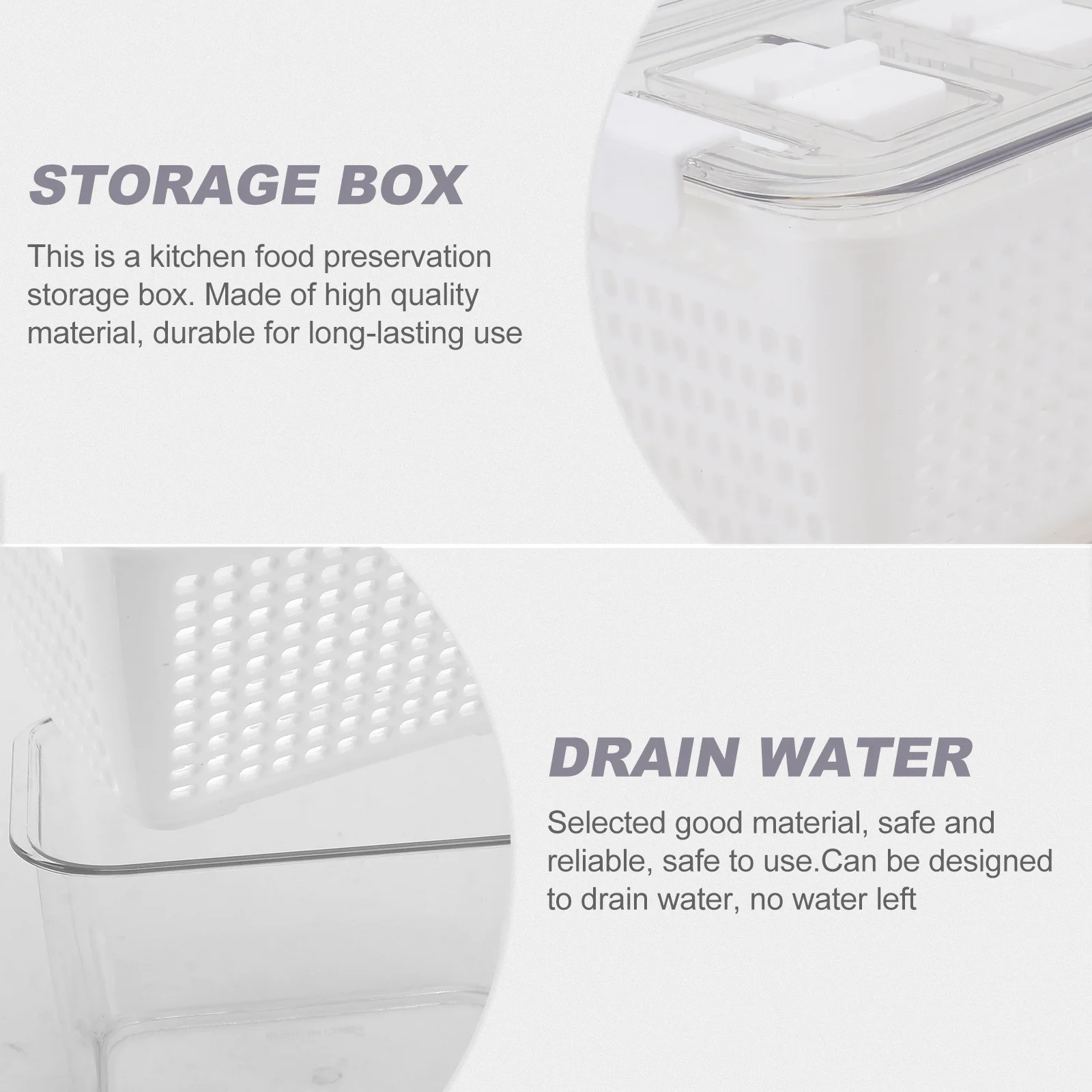 

3 шт., коробки для хранения продуктов в холодильнике, дренажные контейнеры для овощей и фруктов, кухонные герметичные коробки для свежести, герметичная коробка для пищевых продуктов