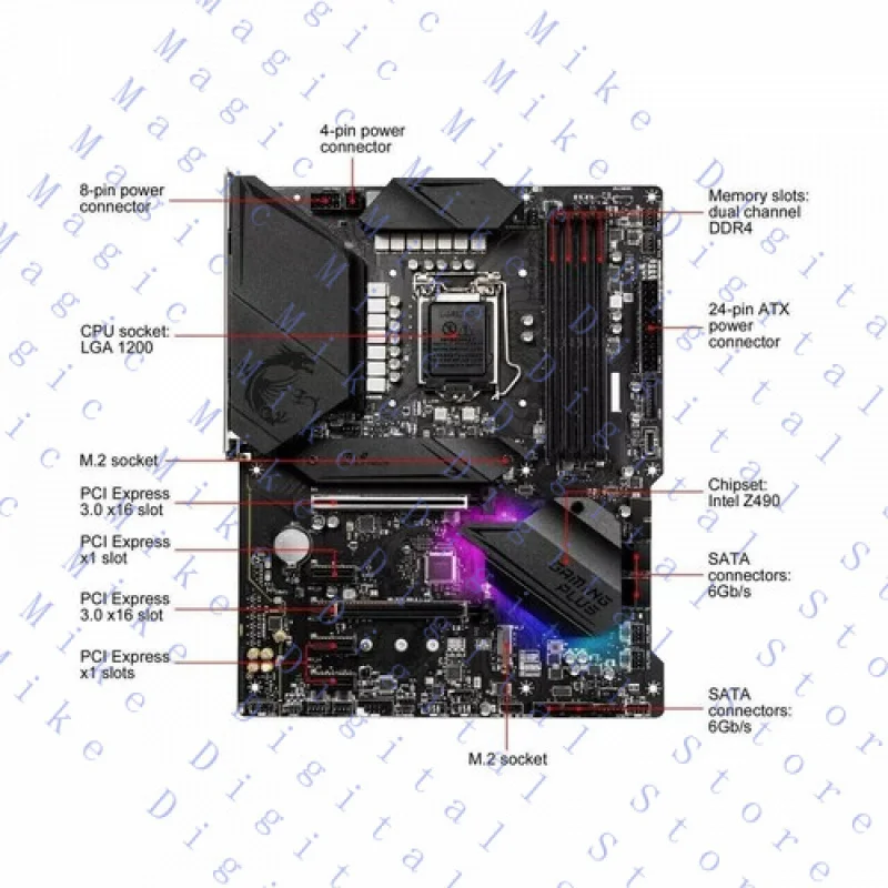 UU  FOR MSI MPG Z490 GAMING PLUS LGA 1200 Intel Z490 SATA 6Gb/s ATX Intel Motherboard