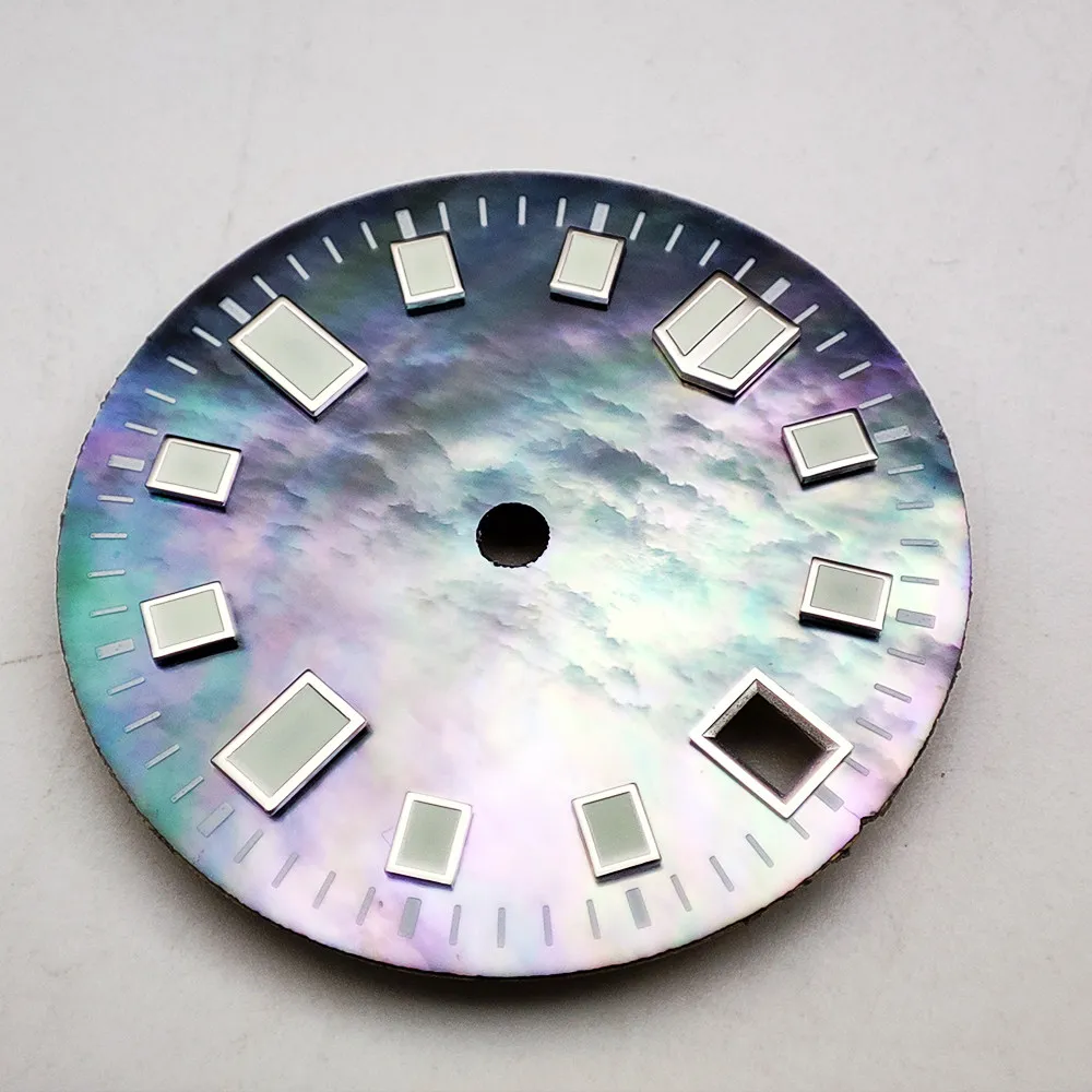 28.5mm NH35 Watch Dial No Logo Single Date Window, Green Luminous Mod Parts for NH35 4R Movements, Hot Sale DIY Upgrade