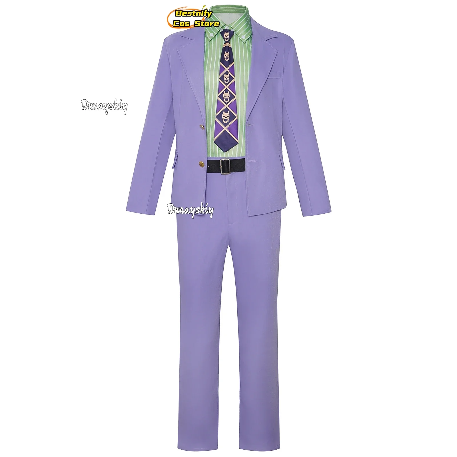 КосплейАниме Невероятные приключения ДжоДжо Кира Йошикаге Косплей Костюм Мужская униформа Костюмы Пальто Брюки Галстук Рубашка Парик Ролевая игра Наряд