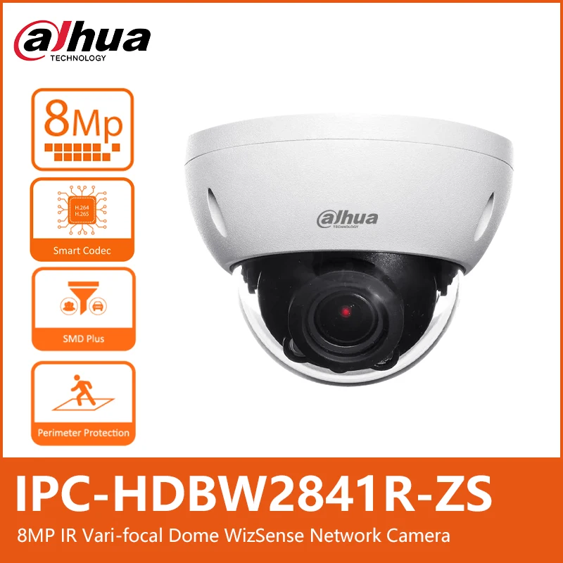 Dahua IPC-HDBW2841R-ZS 4K 8MP IR 40m 2.7mm–13.5mm Motorized vari-focal Dome WizSense Network Security IP67 Camera built in MIC