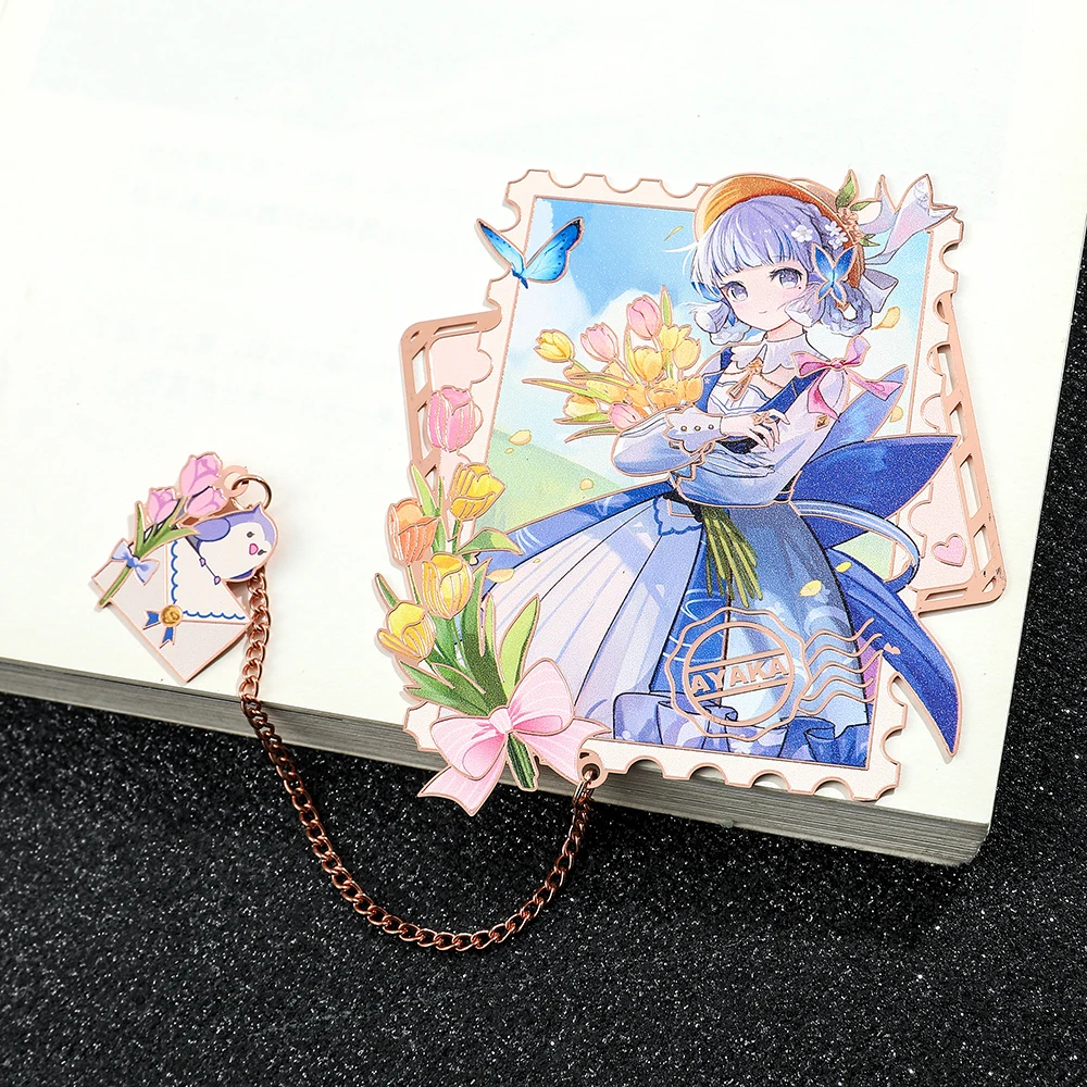 Imagem -02 - Genshin Impact Game Bookmark Parae Amigo Acessório Coleção de Metal Papelaria para Mulheres e Homens Kamisato Ayaka Presente Fãs