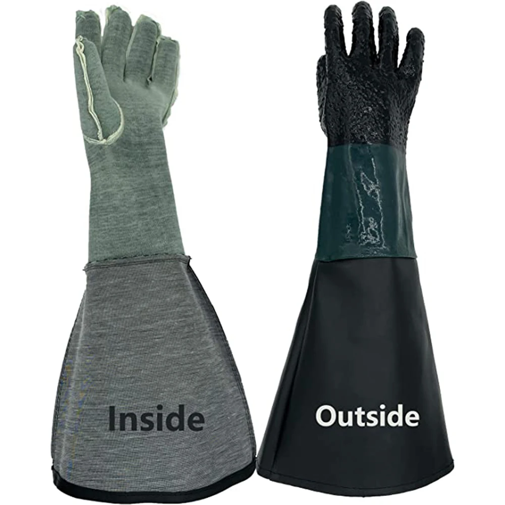 

Working Sleeves Sandblasting Gloves PVC Soft Sports Sweat Absorbing Cabinet Comfortable Full Protection Brand New