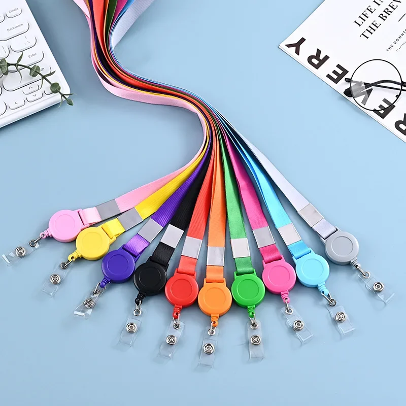 1pc Work Permit Badge Hanging Rope Student Retractable Hanging Rope Easy To Pull Buckle Badge Reels Retractable Lanyard