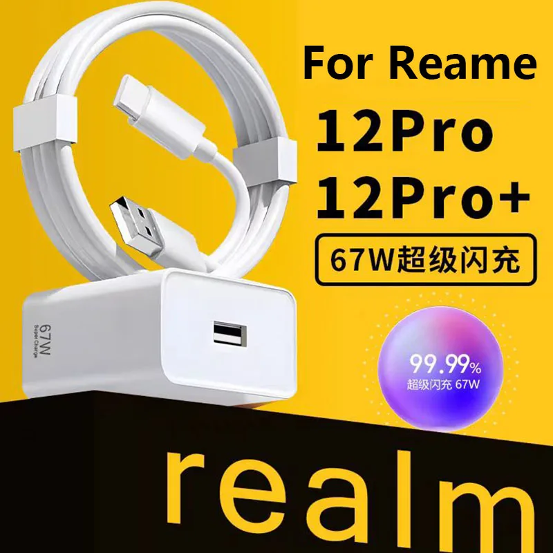 Original For Realme 67W Super Dart/VOOC Charger Fast EU/US Power Adapter USB Type C Cable For Realme