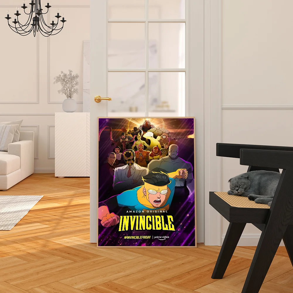 I-Invincible Cartoon Self-adhesive Art Poster Fancy Wall Sticker for Living Room Bar Decoration Vintage Decorative Painting