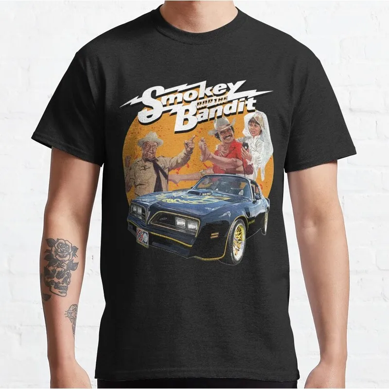 Smokey the bandit smile face art  Print Vintage Hazzard County Racing Graphic T-Shirt Retro Car Tee Classic 80s TV Fan Gift Tops