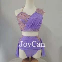 JoyCan Lyrical Dance Dress Purple Jazz Dance Costume Pole Dancing Clothes Girl Performance Training