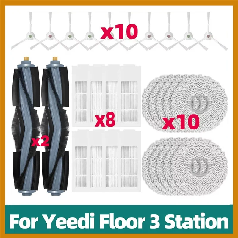 【بسيط】ملحقات بديلة للمكنسة الكهربائية الروبوتية Yeedi Floor 3 Station - الأسطوانة الرئيسية، فرشاة جانبية، قماش وسادة الممسحة، Relpaceme #4