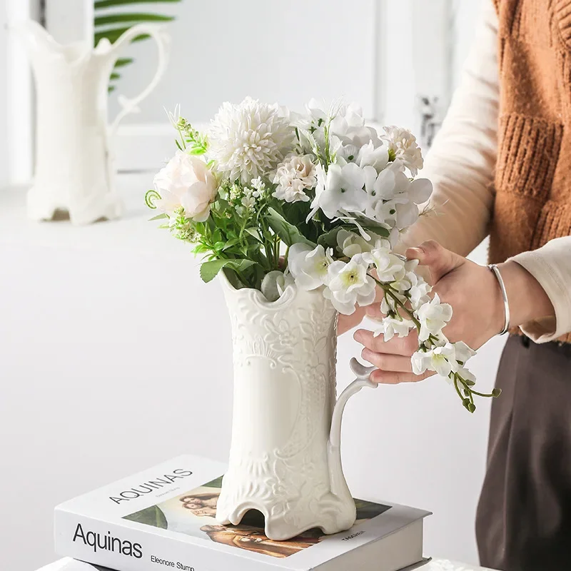 

French Living Room Flower Arrangement Vintage Ceramic Hydroponic Vase Household European Style Desktop Ornaments and Crafts Home