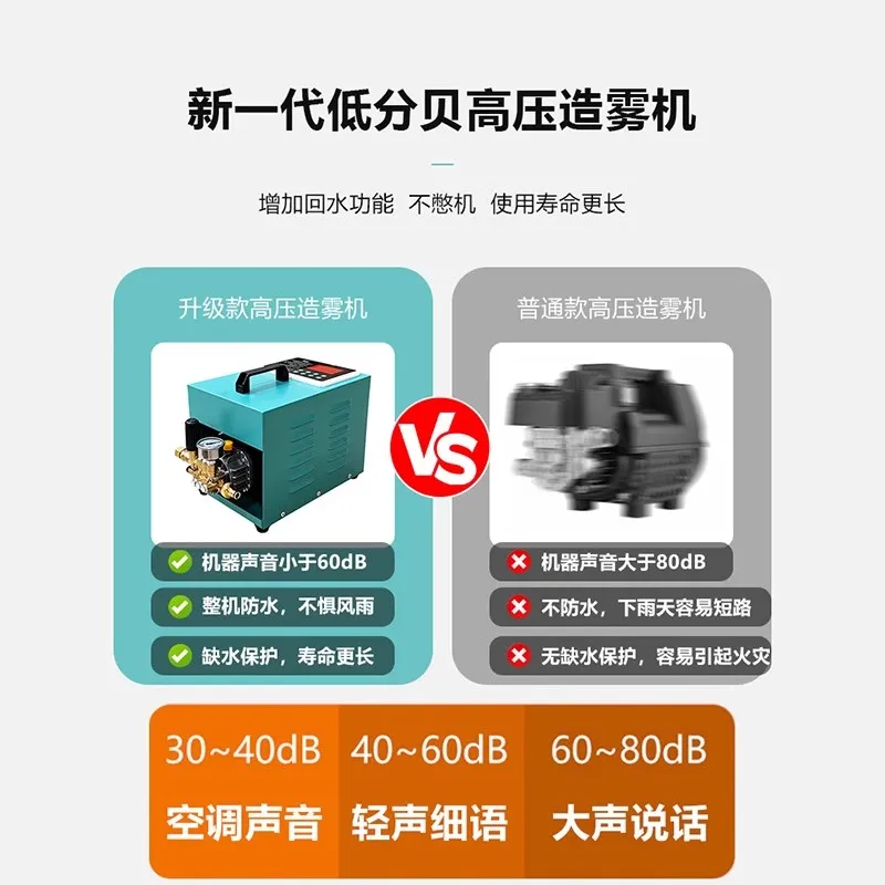 Low decibel atomization equipment, artificial fog landscape high-pressure fog forest system fog maker