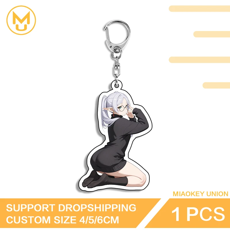Beautiful Frieren Artistic Enchanting Sitting Posture Double Sided Acrylic Keyring For Backpack Clothes Hat Jewelry Gifts
