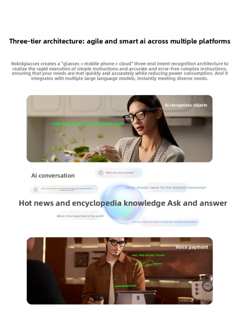 {جديد ما قبل البيع} نظارات Rokid Visual الذكية AI للملاحة التقاط الصور في الوقت الحقيقي ترجمة الوجه إلى الوجه مقلم كبير #4