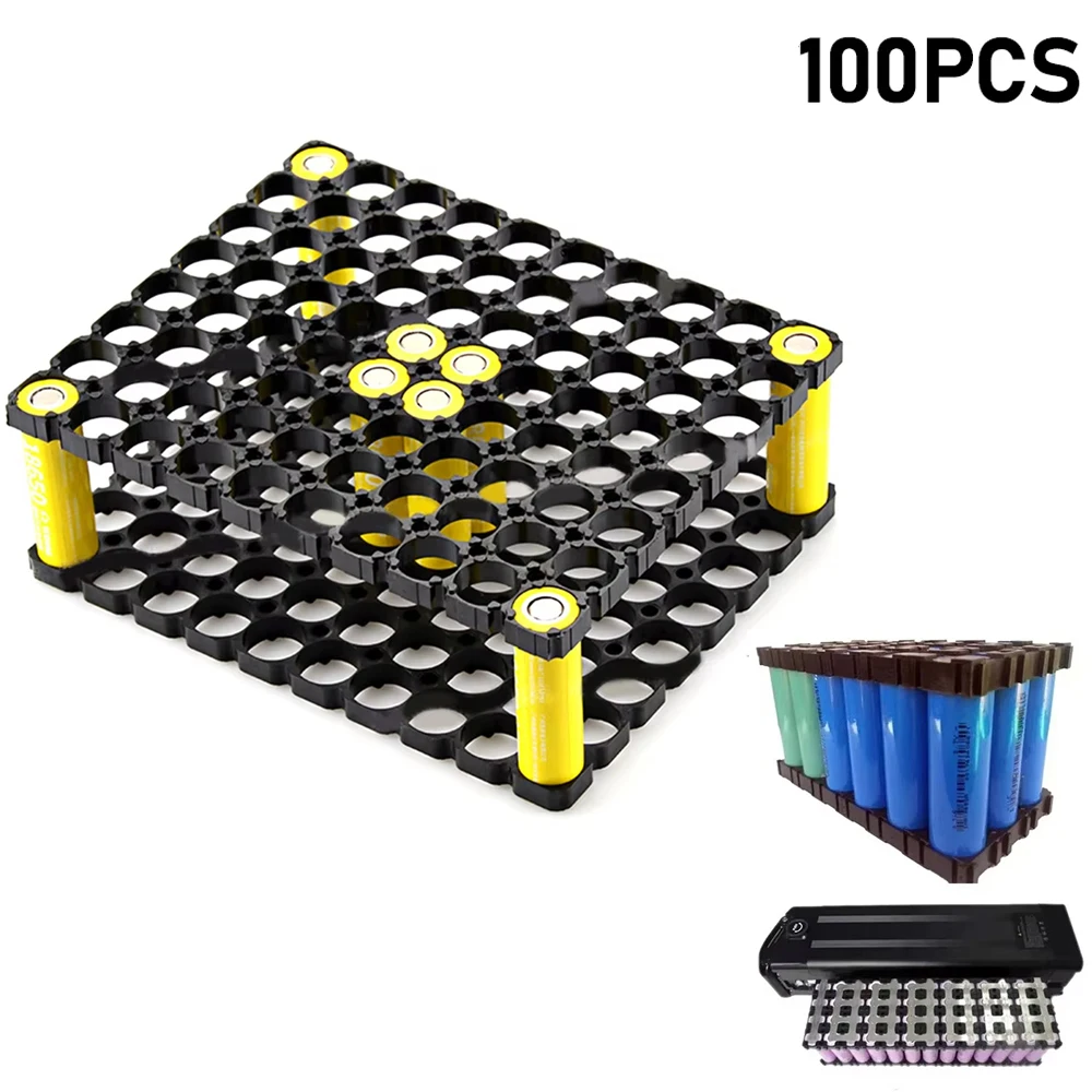 100Pcs 18650 Lithium Battery Holder Fixed Cell Bracket Plastic Spacer Cylindrical Stand for DIY Li-ion Battery Pack Assembly Kit