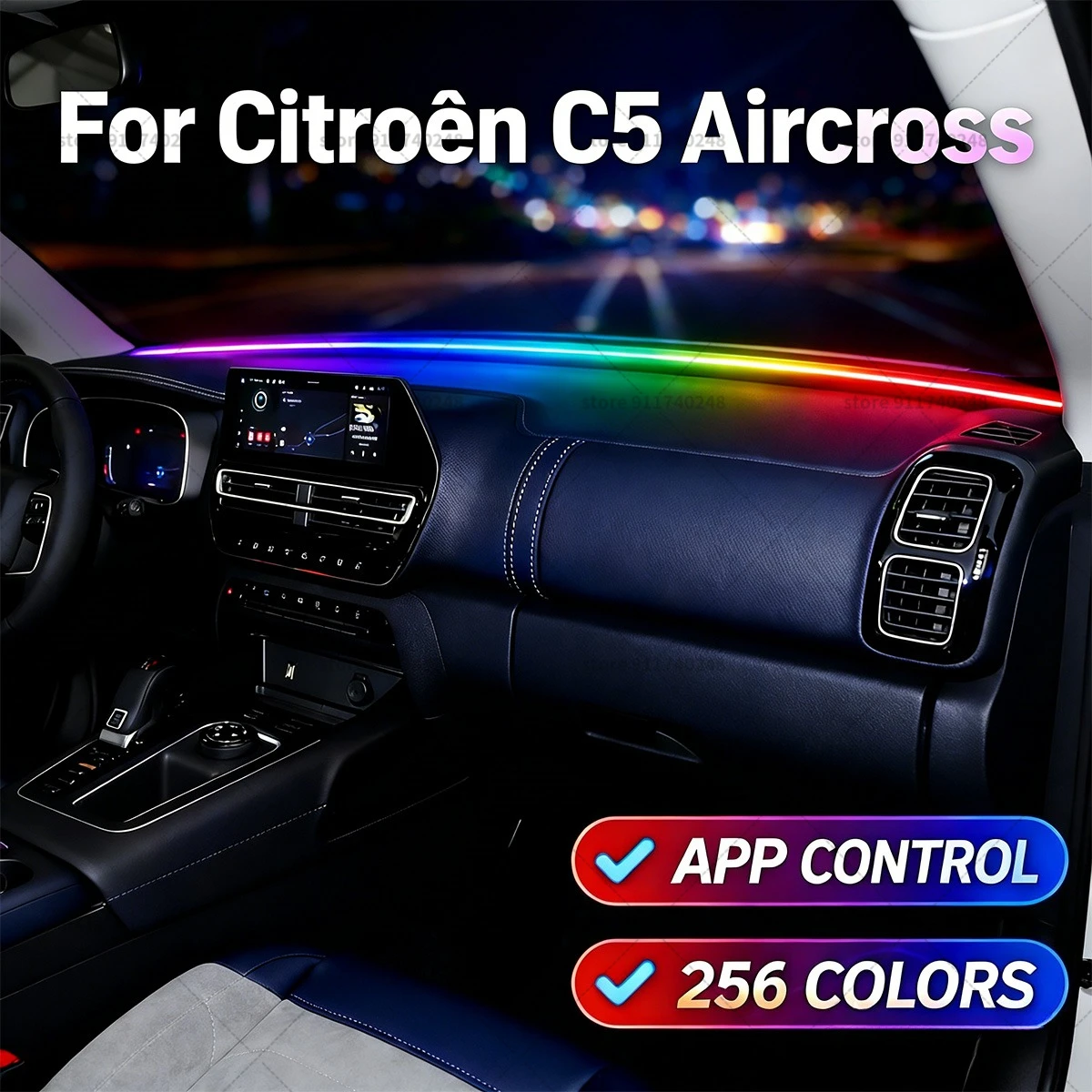 

For Citroën C5 Aircross Automotive decoration light strip,colorful acrylic front windshield soundproofing strip, ambience light