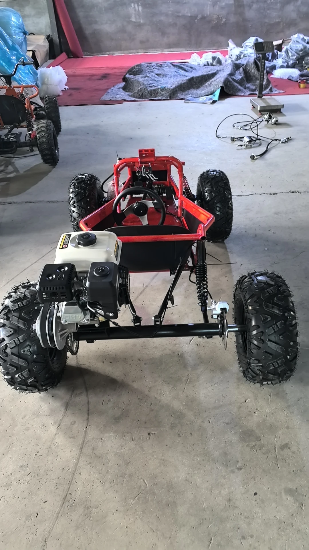 Steering wheel kart beach bike with differential, electric start, reverse, 212 engine karting 8-inch 10 inch tires