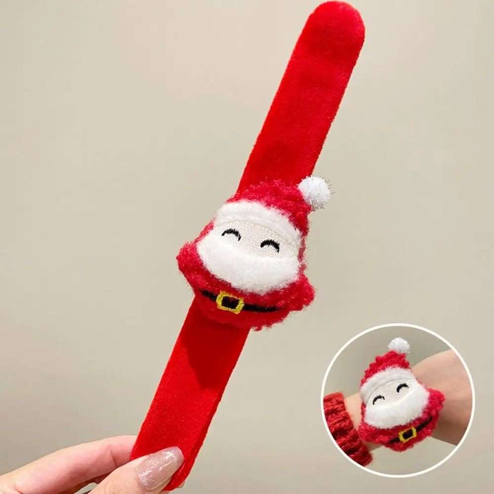 With Clap Circle Christmas Clap Bracelet Snowman Little Deer Snowman Circle Bracelet Soft Stuffed Santa Wristband