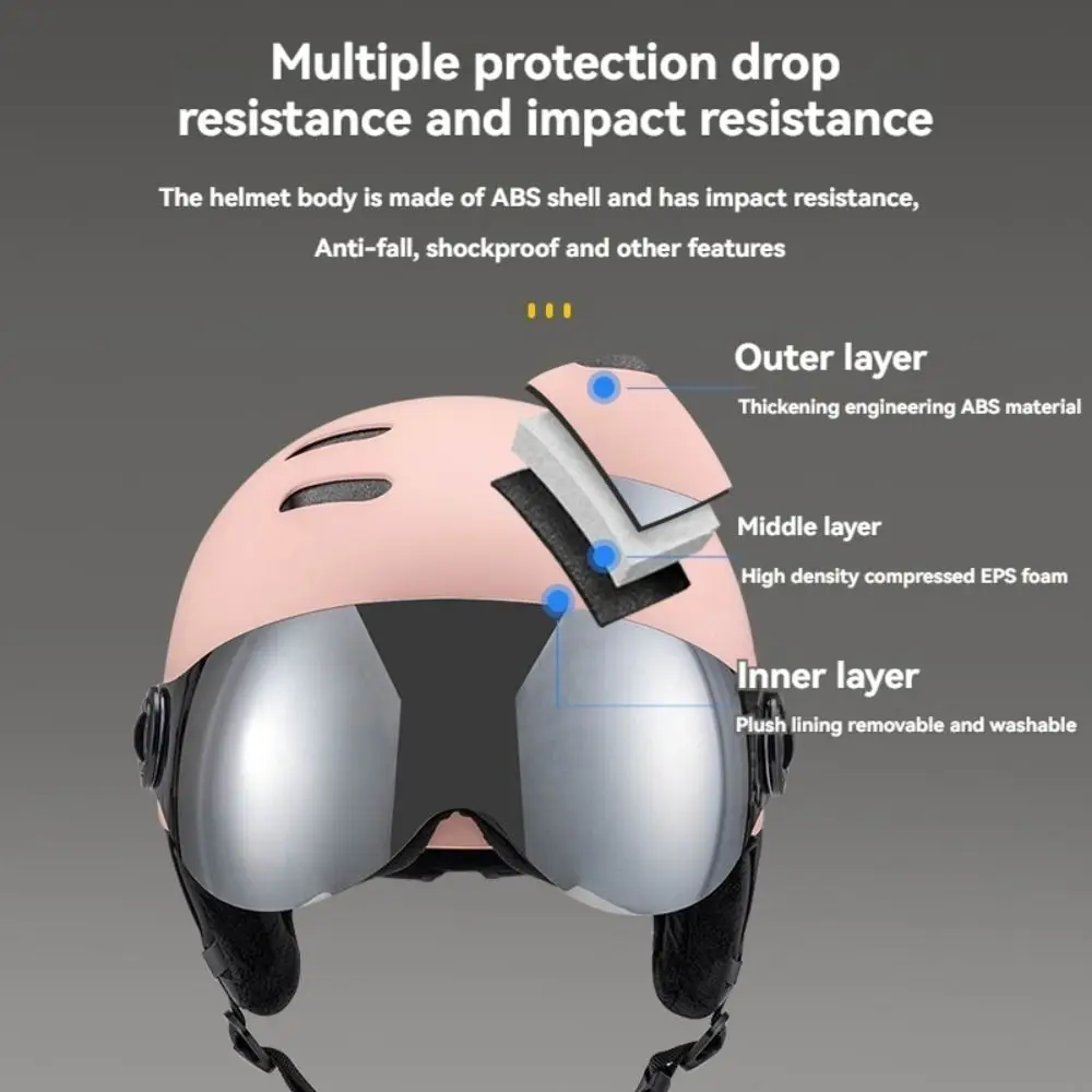 Novo capacete de esqui à prova de vento com óculos eps espuma abs snowboard capacete de segurança 2-em-1 escudo protetor masculino e feminino